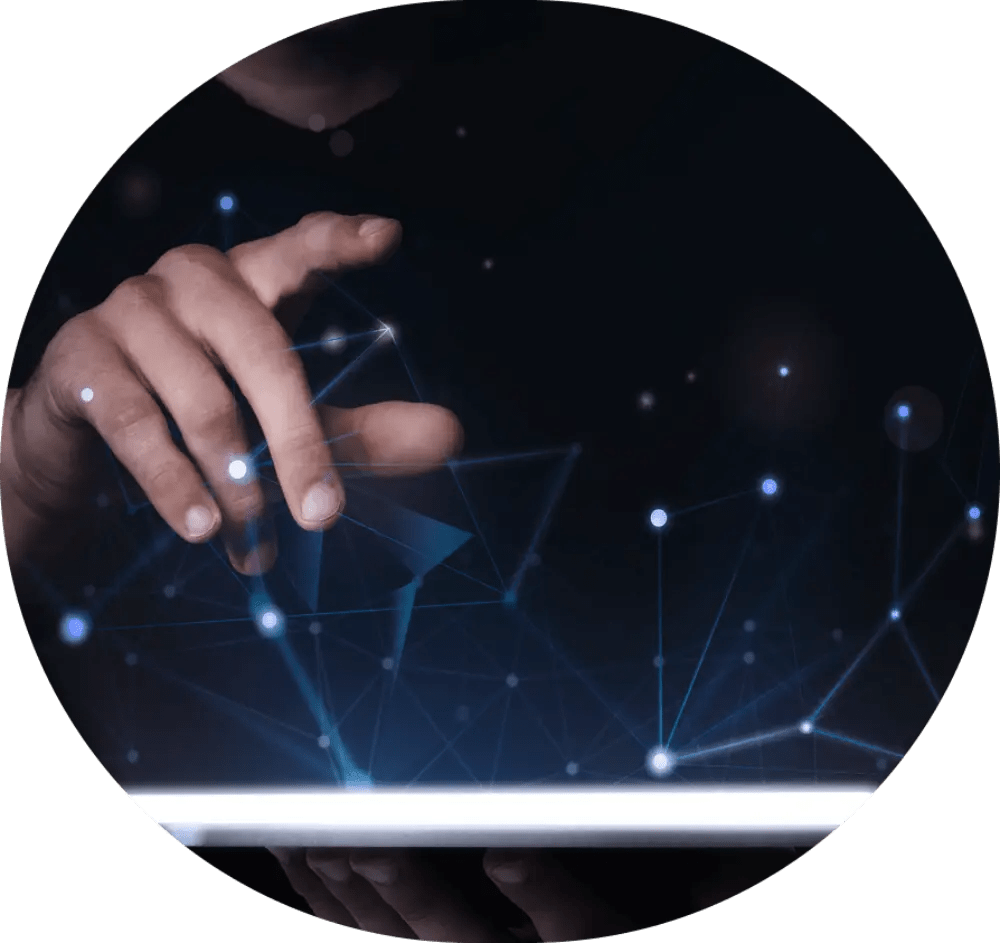 Hand interacting with digital interface