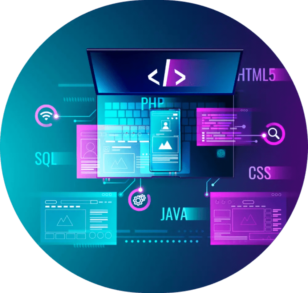 Coding languages and development tools graphic.