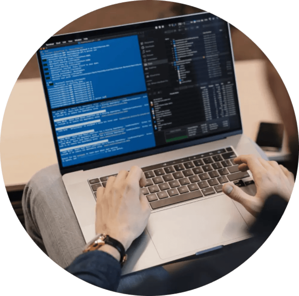 Programming on laptop with code