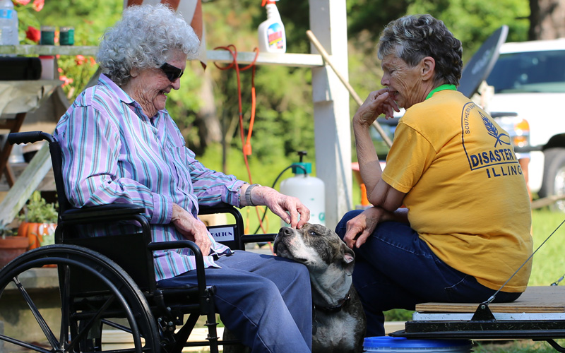 Disaster relief team provides support for an elderly SW Louisiana resident during the Flood of 2016.