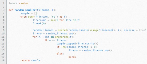 Random sampler (Python, Algorithm 1)