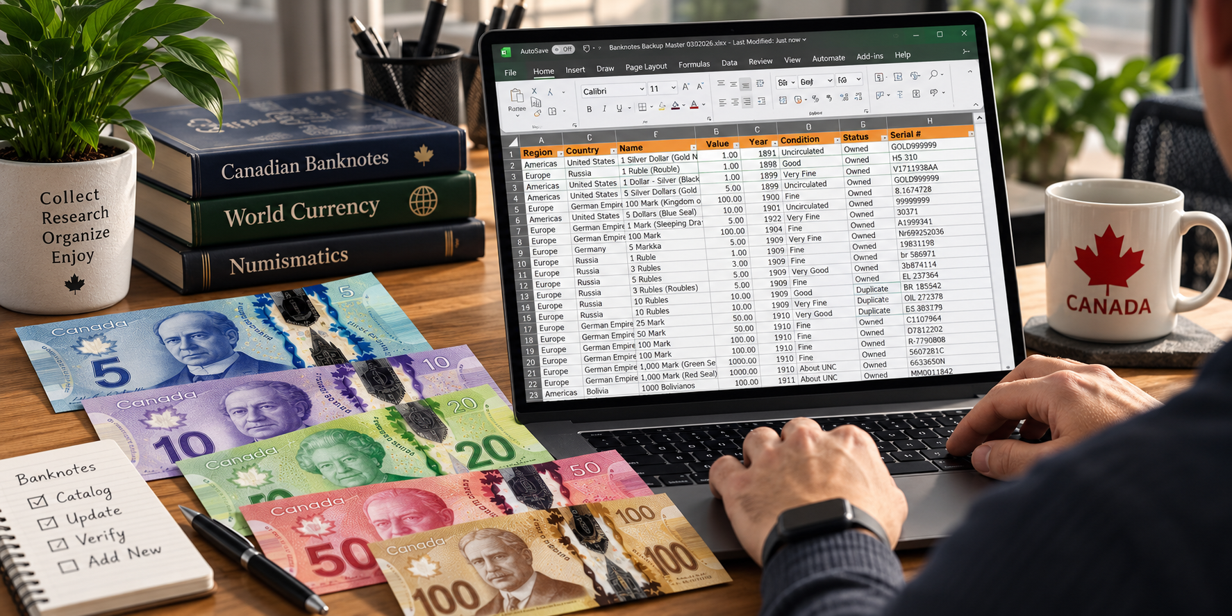 Data Entry Sheets Banknotes