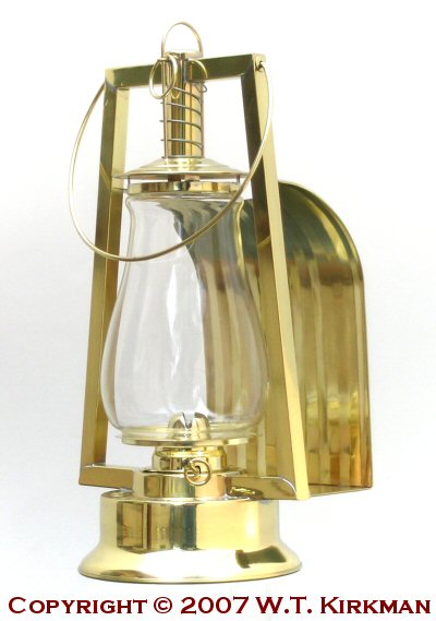 W.T.Kirkman No.0 Tubular Brass Lantern with Wall Reflector — The