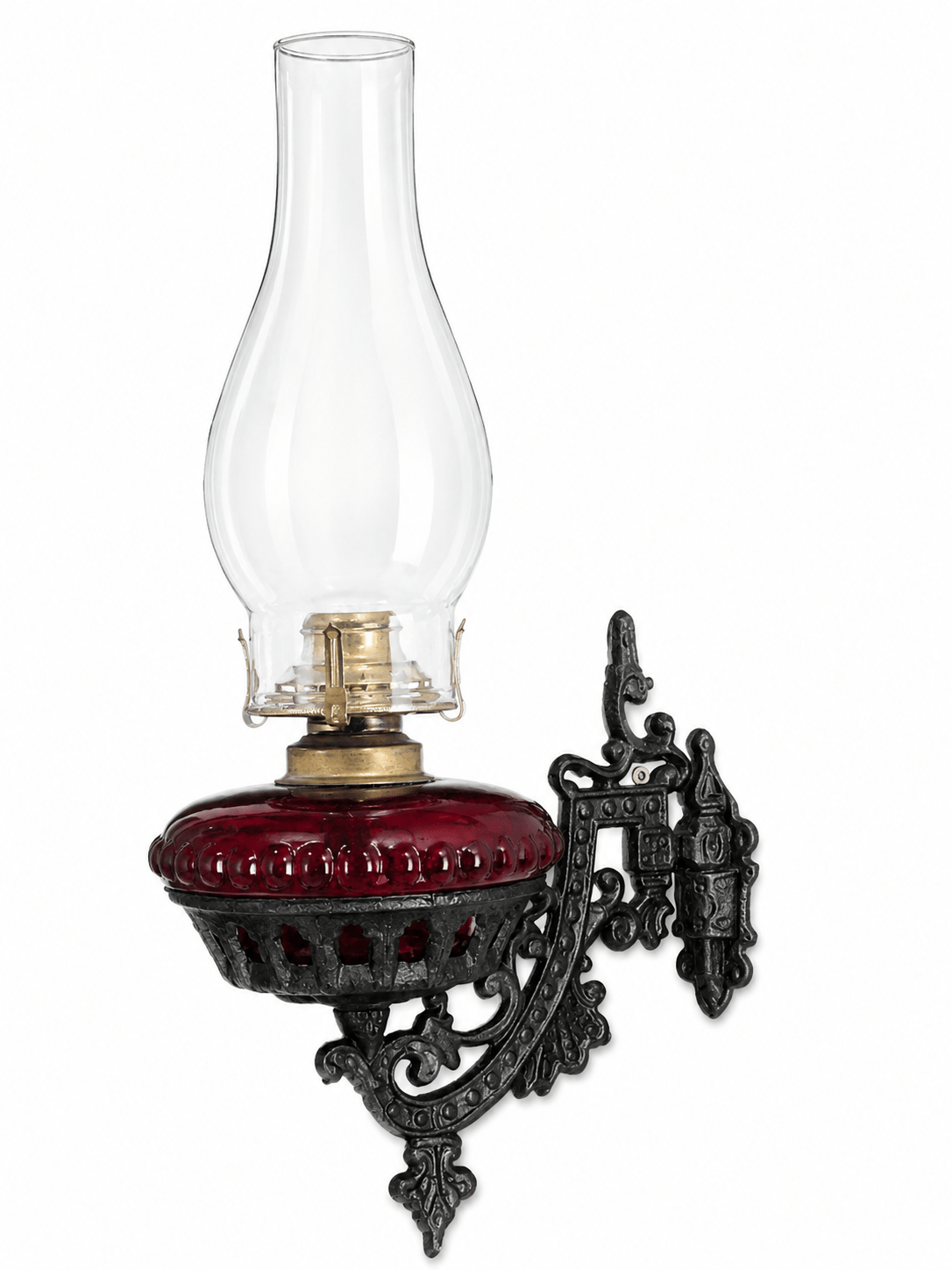 9" Cast Iron Wall Bracket Oil Lamp