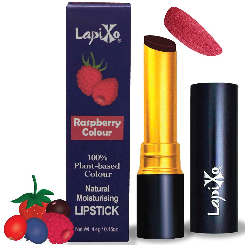 LAPIXO 100% Plant-based Colour, Edible Natural Moisturising Lipstick 4.4g (Raspberry colour)