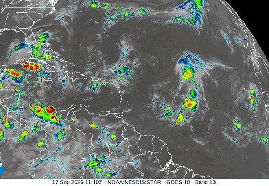 Indomet vigila tormenta tropical Gabrielle, mientras vaguada continúa incidiendo sobre el clima de República Dominicana