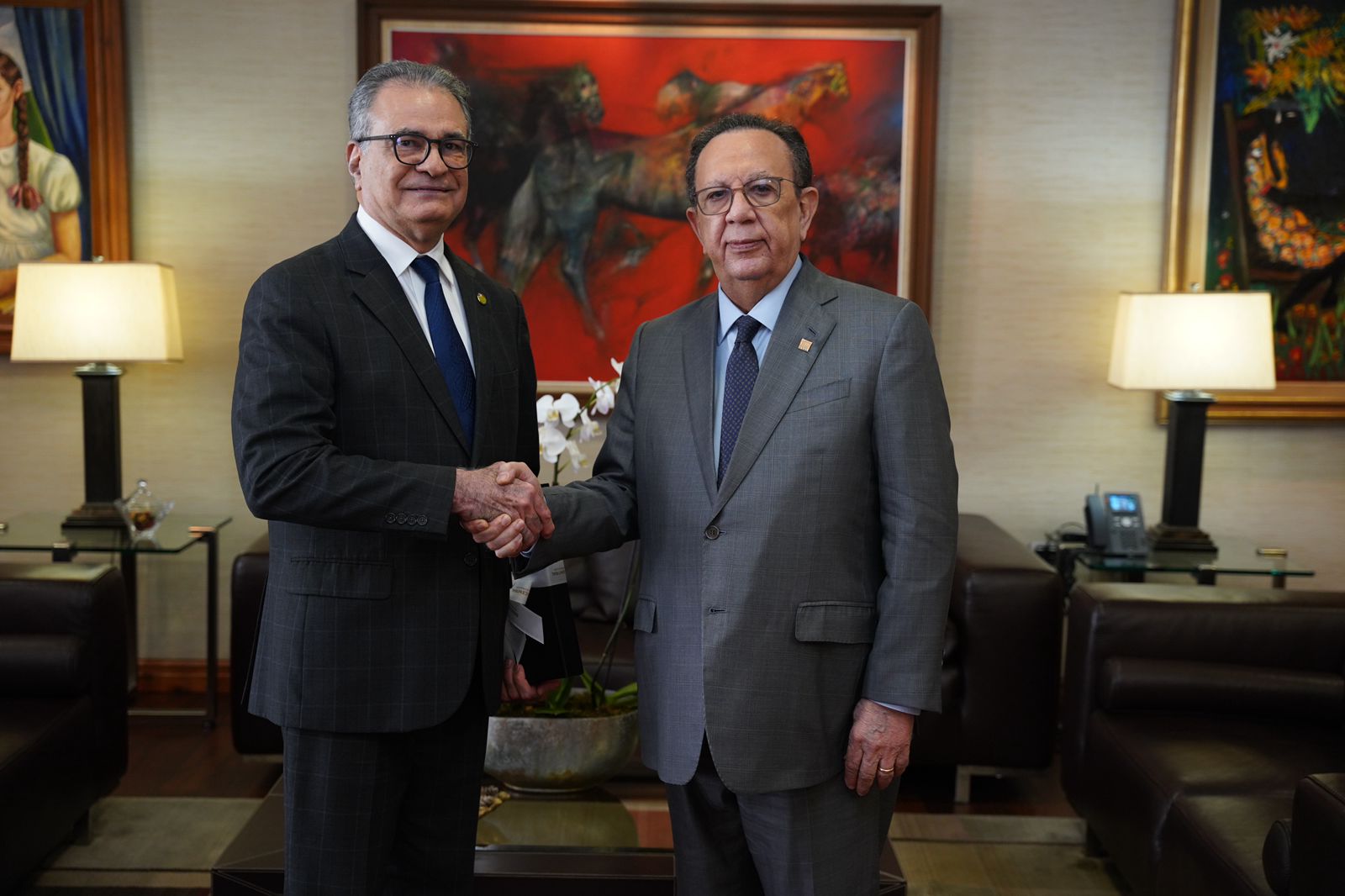Gobernador Valdez Albizu recibe la visita del presidente del TSE, Ygnacio Pascual Camacho