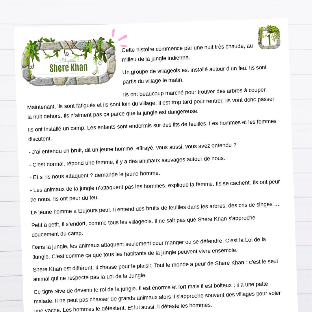 Livre de la jungle en français facile