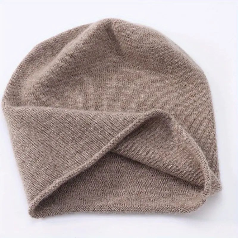 Close-up of a mink wool beanie showing soft knit texture.