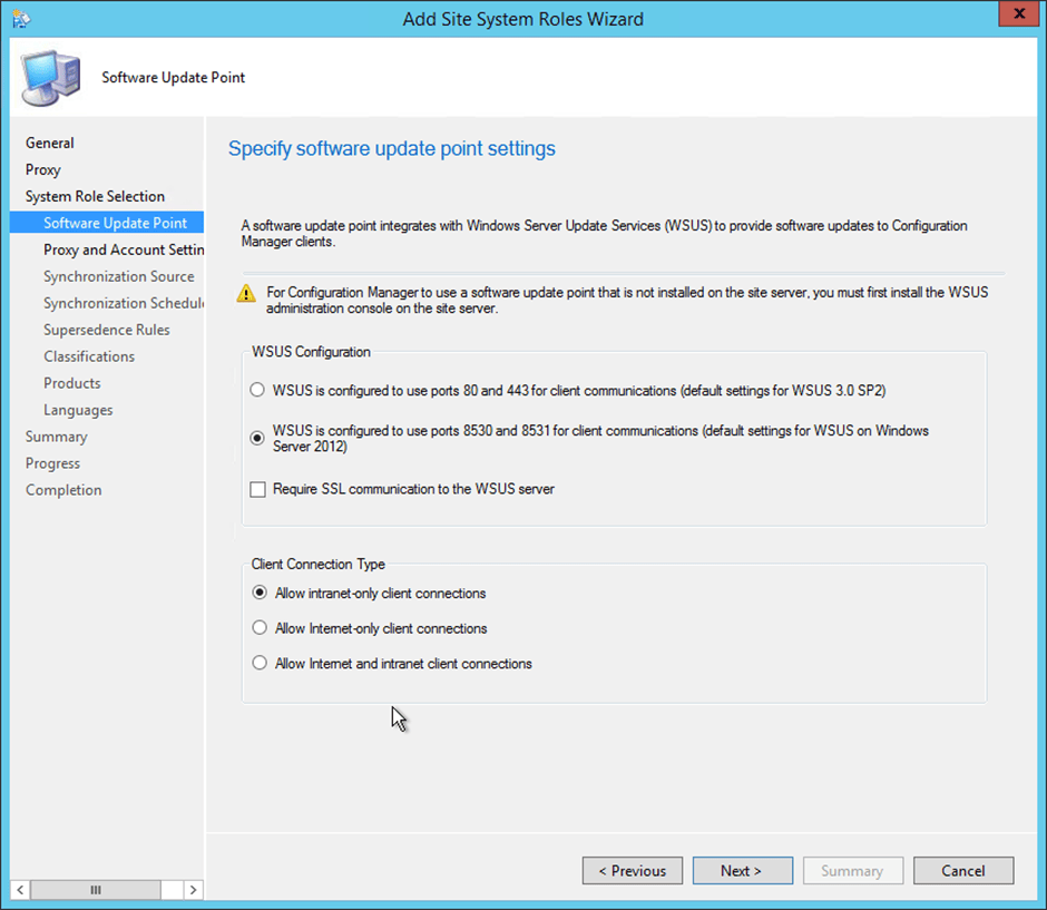 Software Update Point Installation