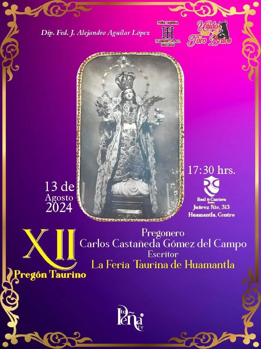 Carlos Castañeda será el Pregonero este año en Huamantla.