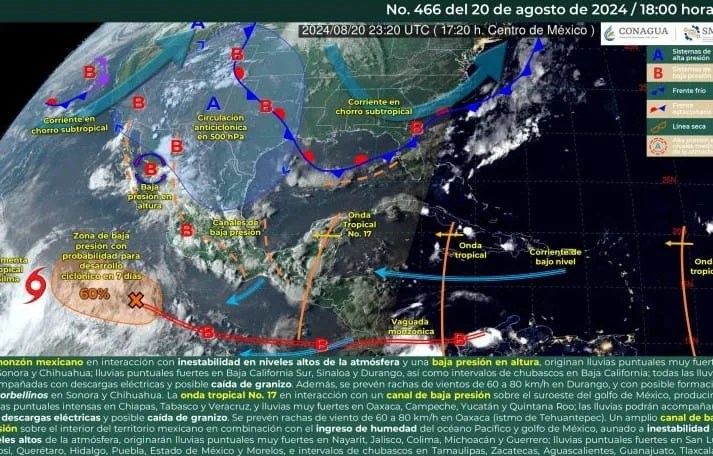 La onda tropical 17 generará lluvias intensas