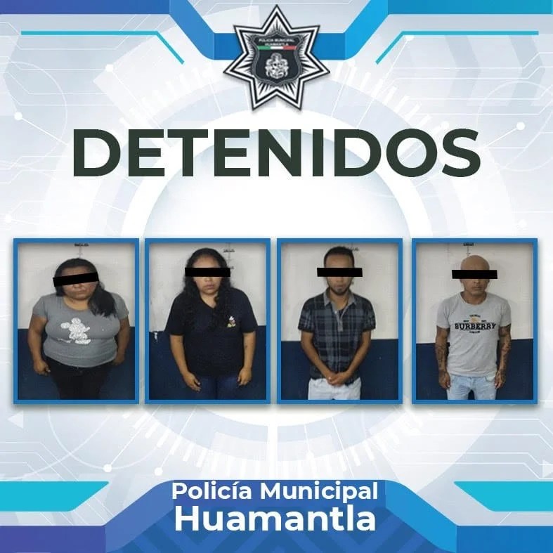 Detiene policía de Huamantla a cuatro personas por robo de celulares