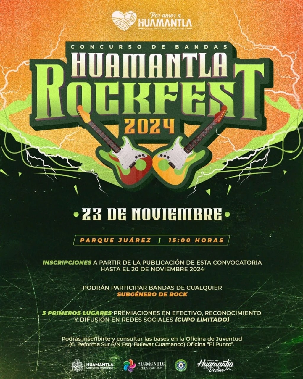 Ayuntamiento de Huamantla presenta convocatoria para Concurso de Bandas de Rock