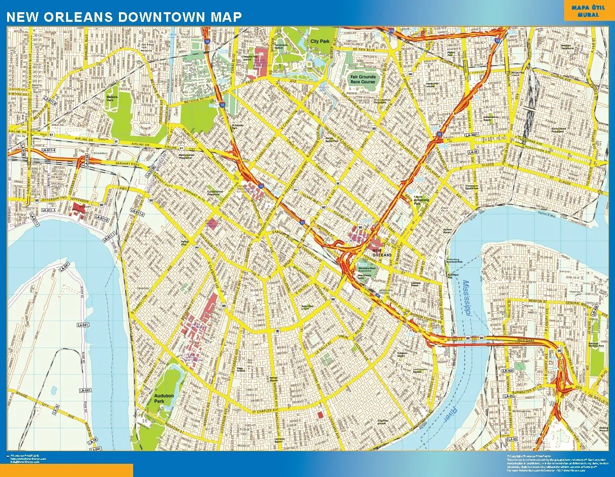 New Orleans Downtown Biggest Wall Map Biggest Wall Maps Of The World New Orleans Downtown Map 