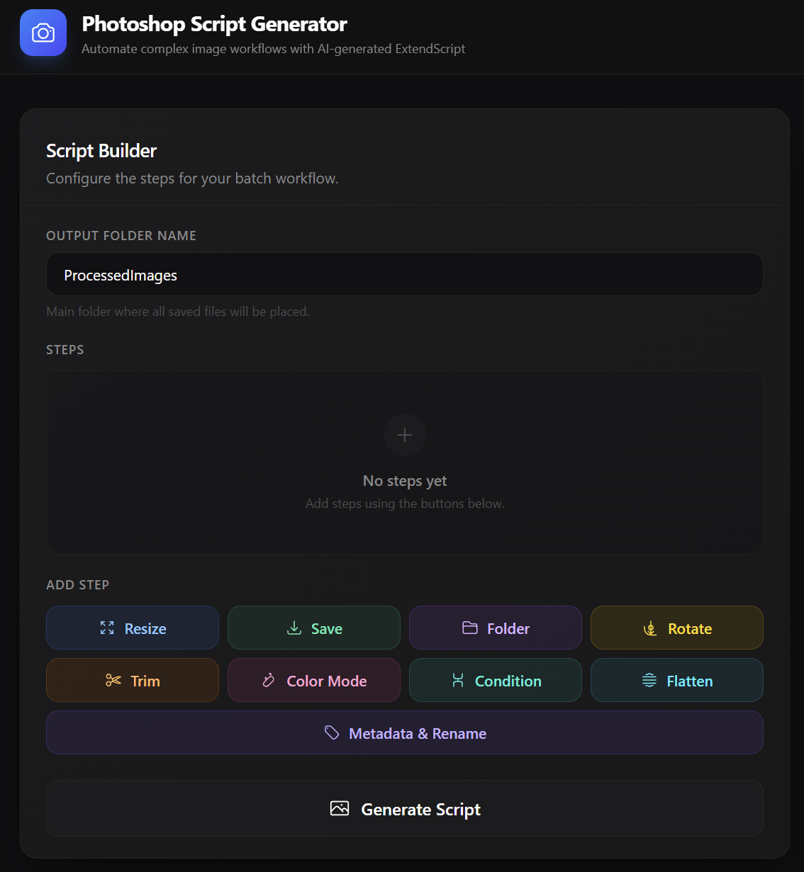 Photoshop Script Generator