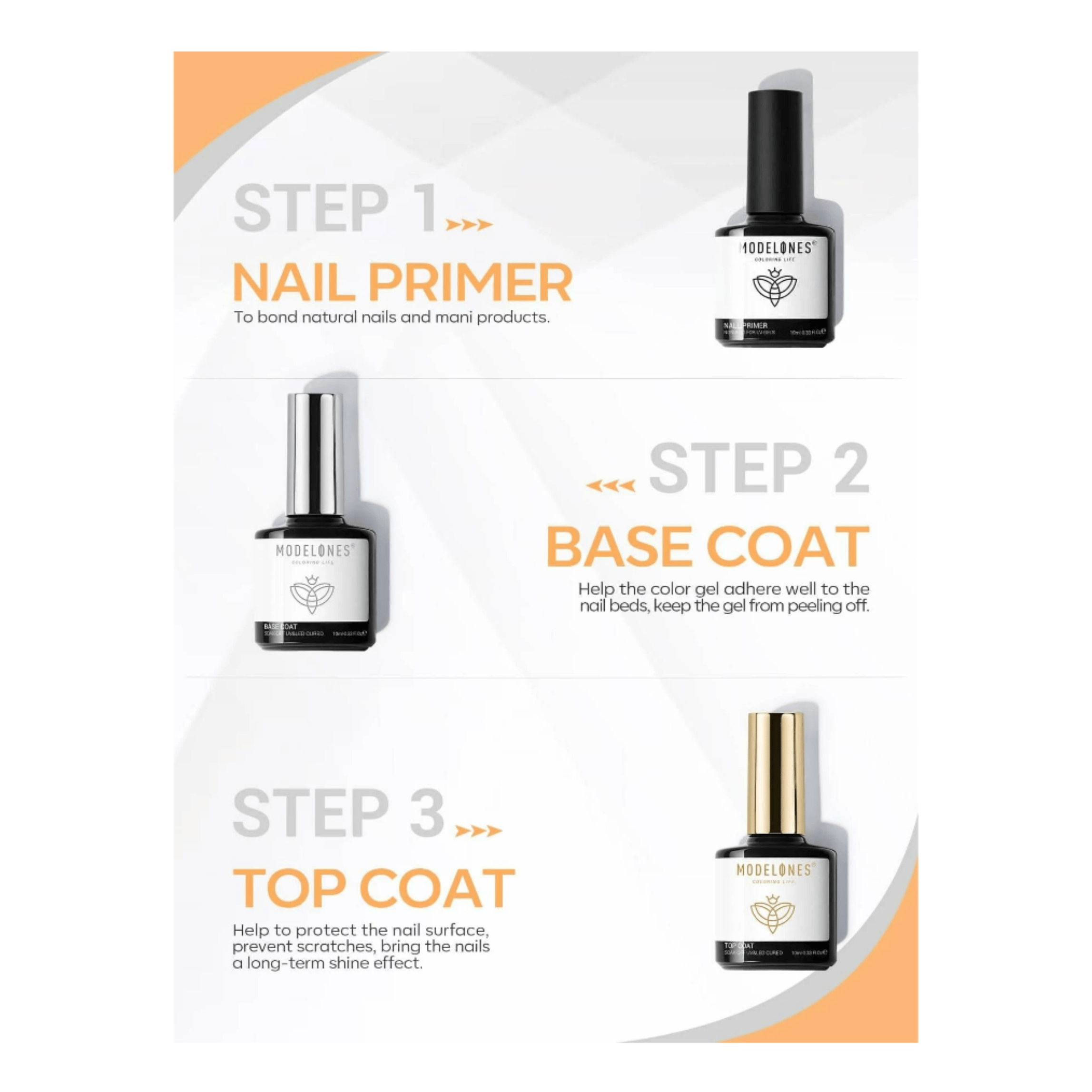 Base - Top Coat - Primer Nail / Modelones