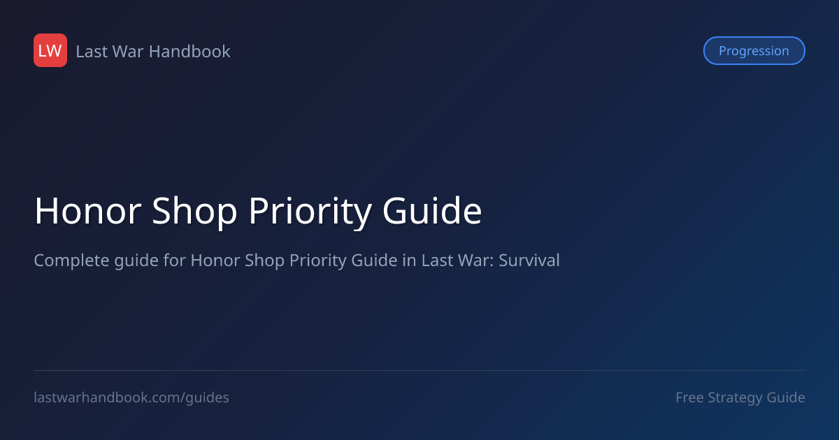 Last War Honor Shop Guide 2026 What To Buy How To Earn Honor Opengraph Image