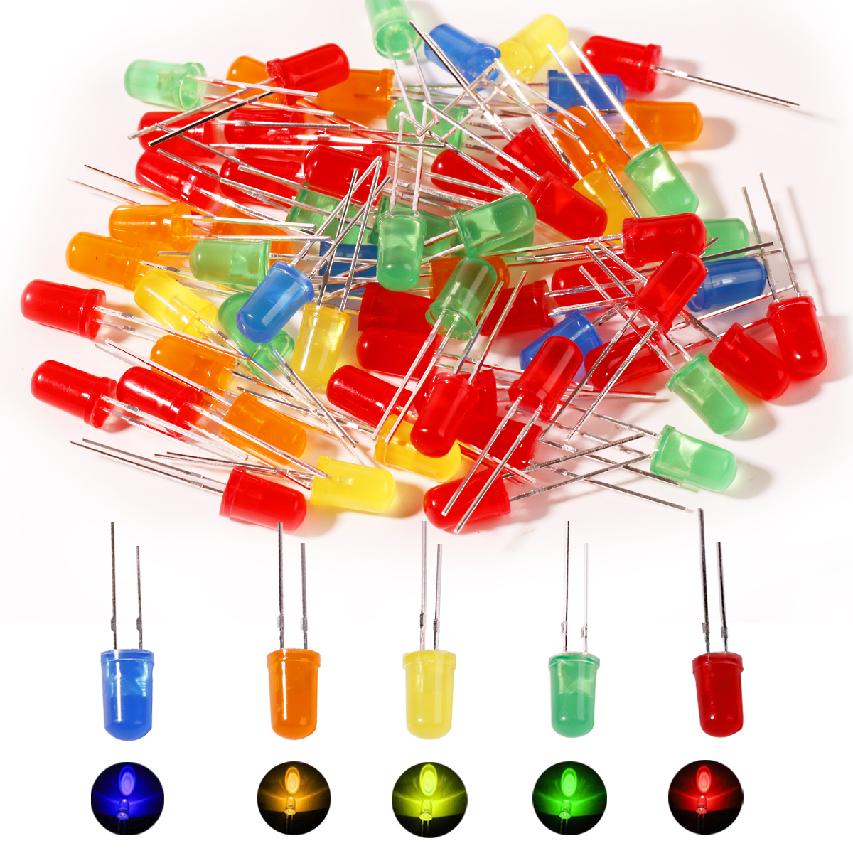 Kit Surtido Diodos LED 5mm 200 Piezas