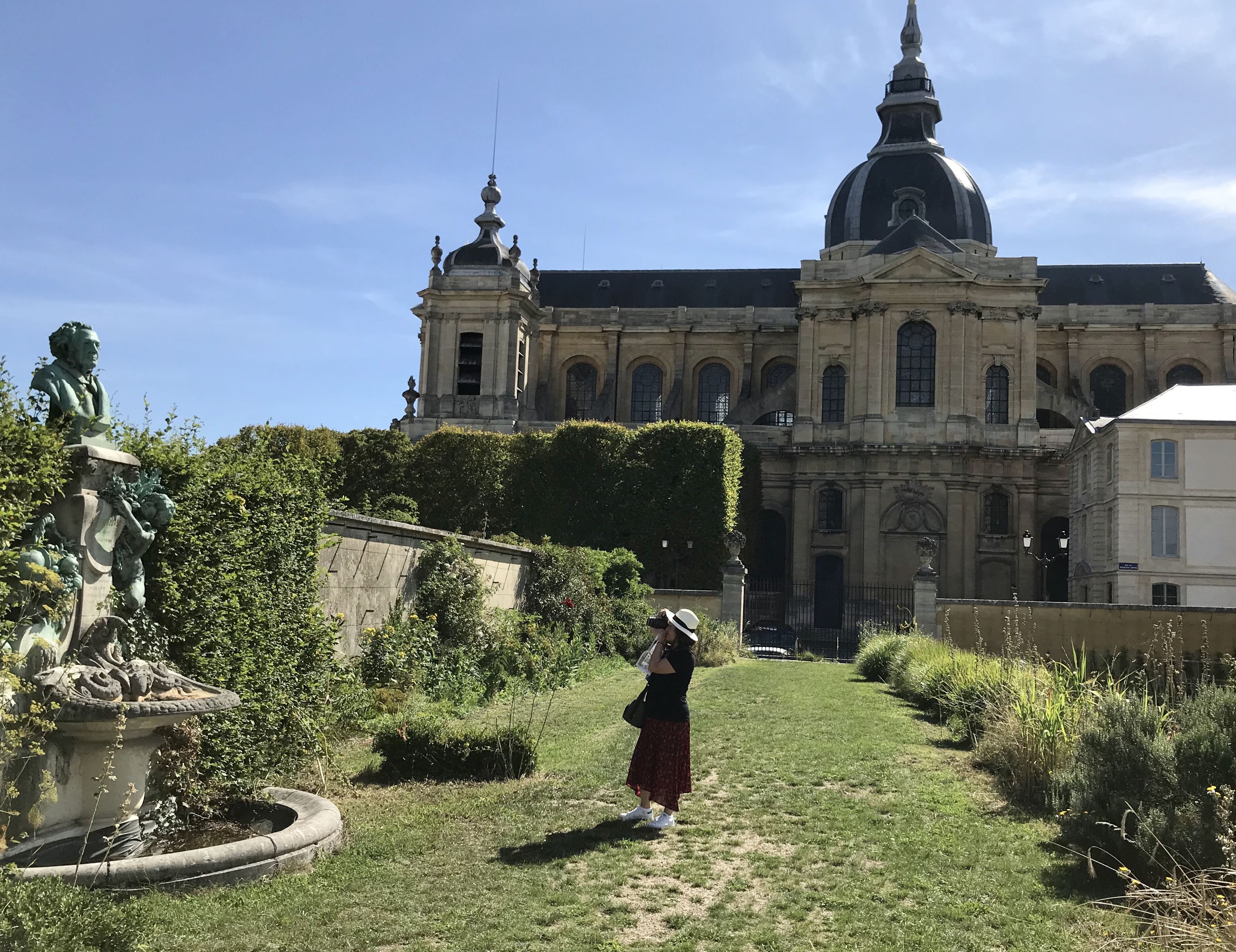The Versailles Cathedral looms over the gardens