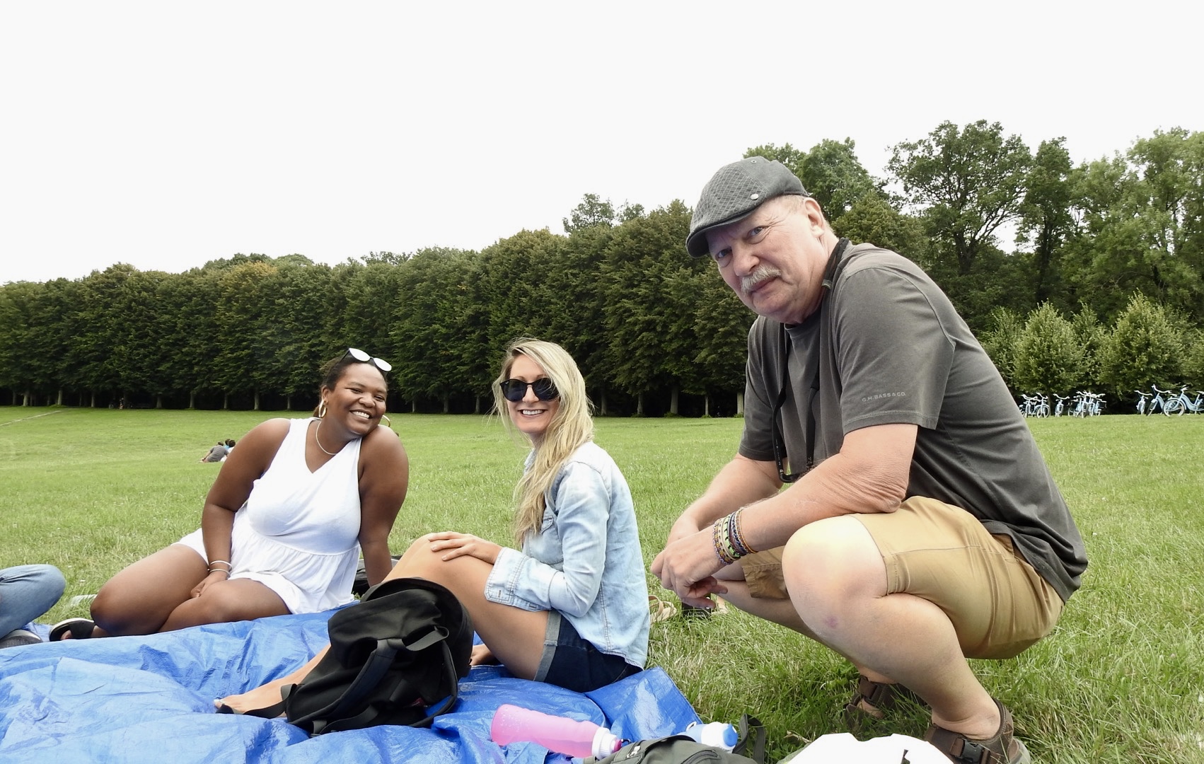 Hanging with new friends after our bike ride picnic