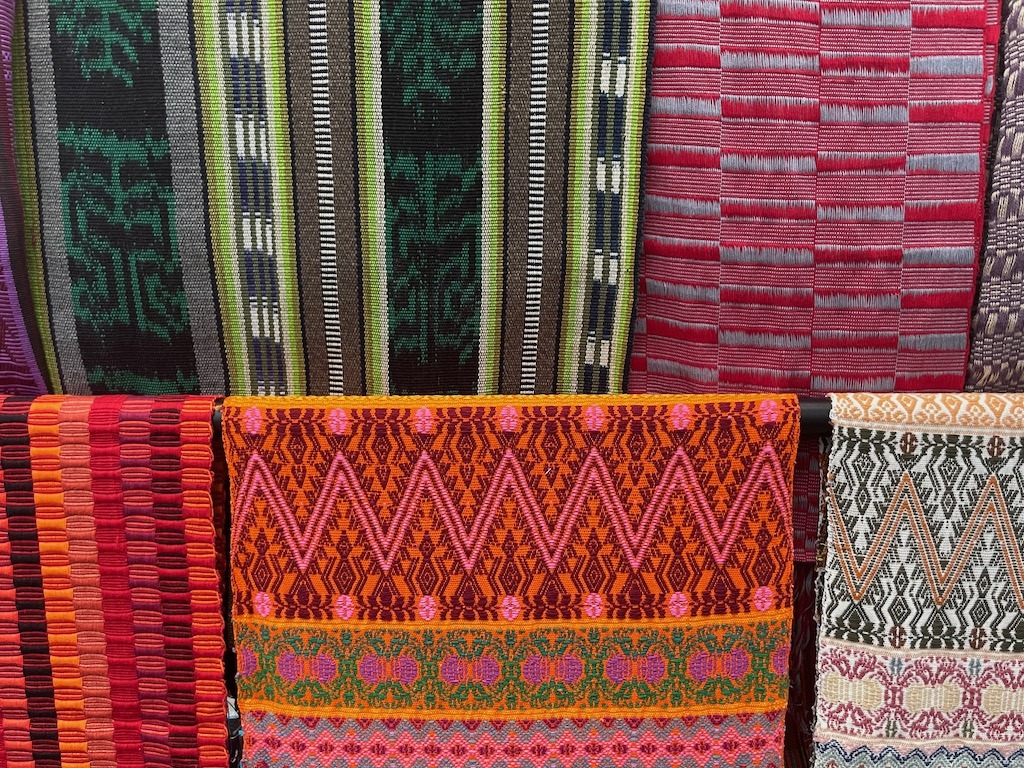 One gallery featured colorful textiles.