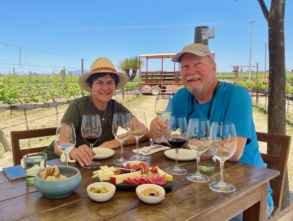 At Cuna de Tierra. Outstanding wines and a nice charcuterie platter.