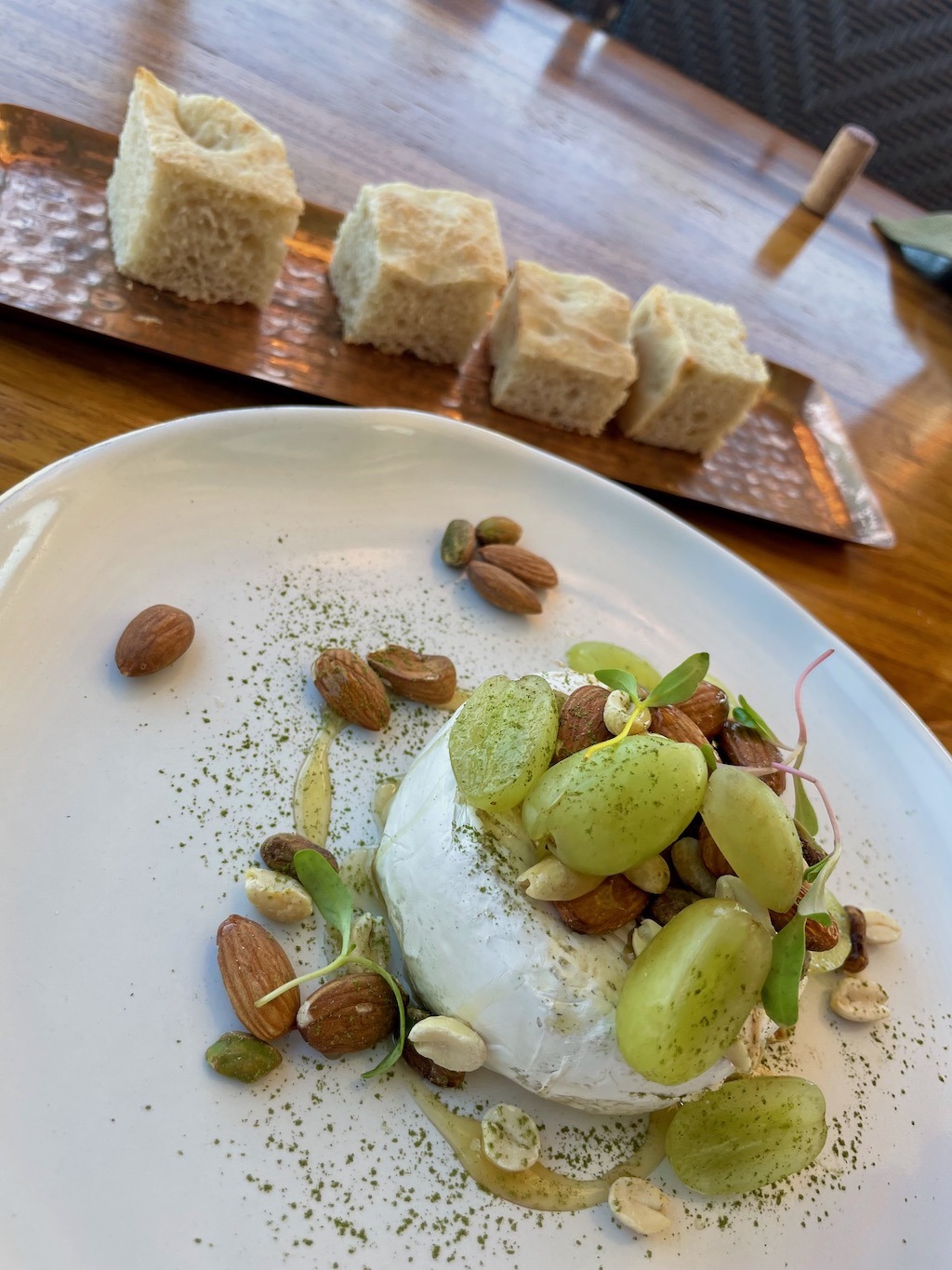 A yummy goat cheese appetizer was paired perfectly with the white wines at Hacienda San Jose Lavista.