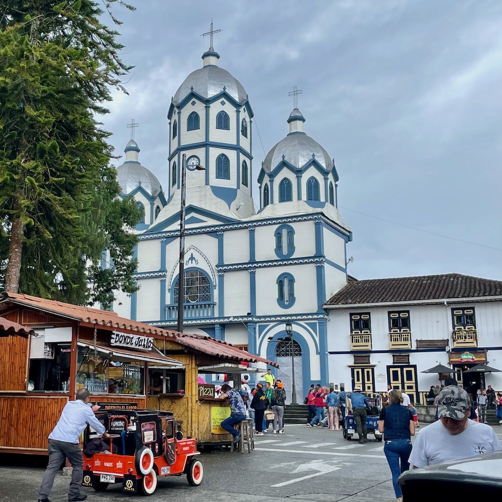 The scene in front of Salento's church