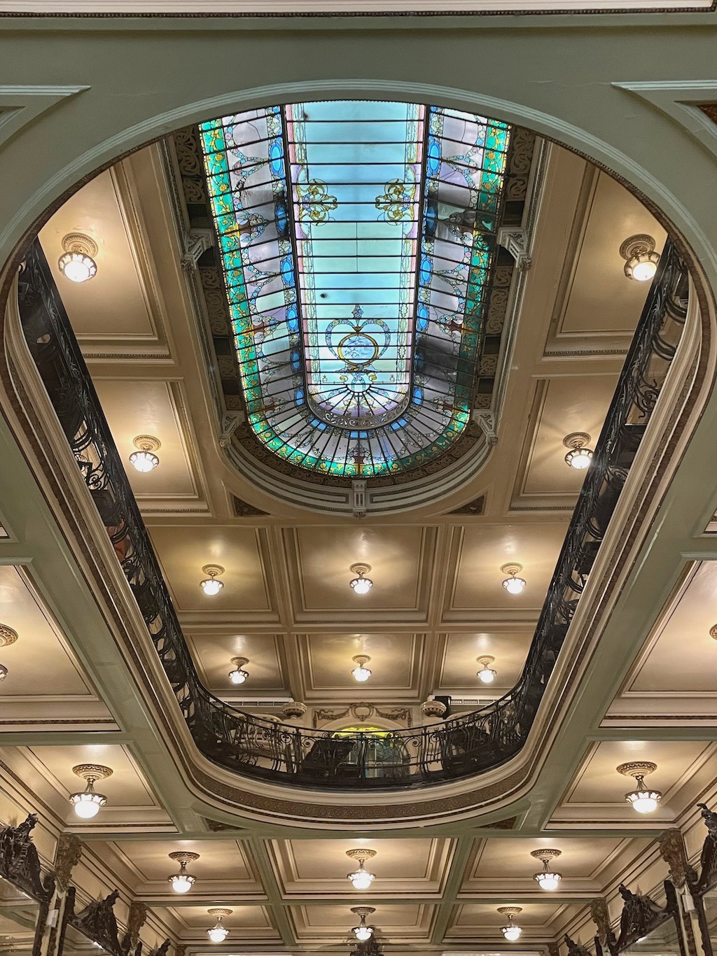 The Colombo's beautiful stained-glass ceiling.