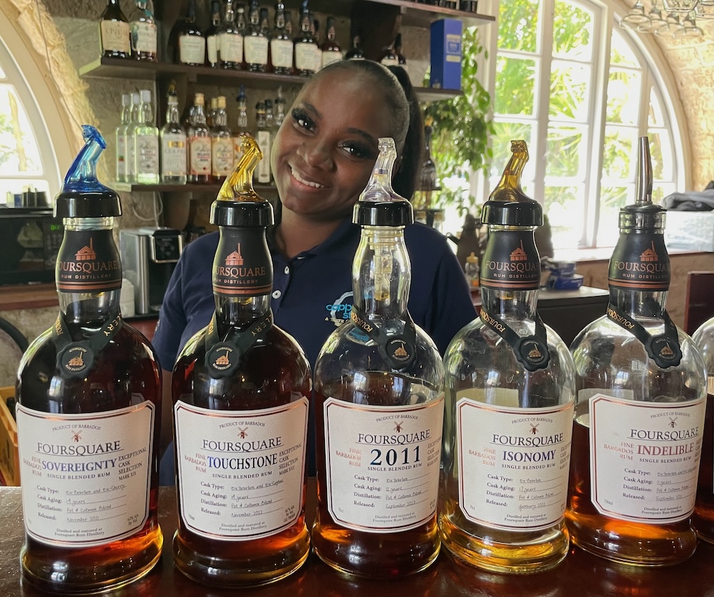 Our friendly hostess at Foursquare served up tastes of several heritage rums.