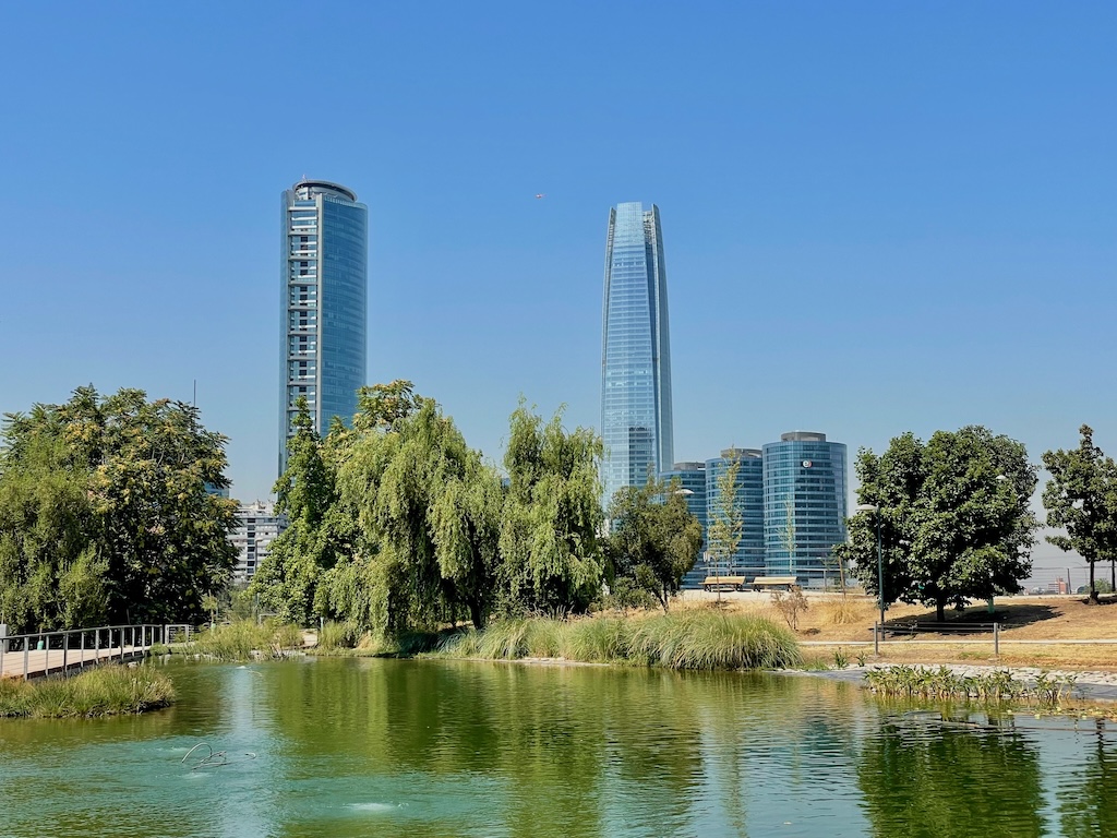 The skyscraper on the right is the Gran Torre Costanera, the tallest building in South America.