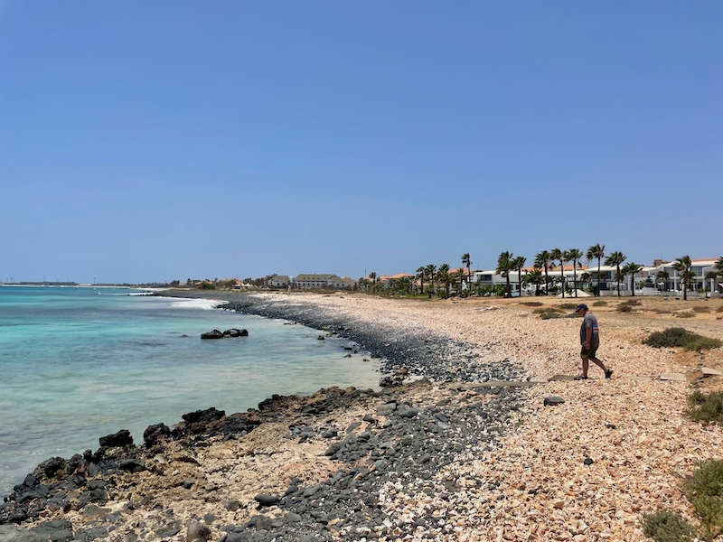 Shell Cemetery Beach, so named for the countless broken shell fragments littering the beach