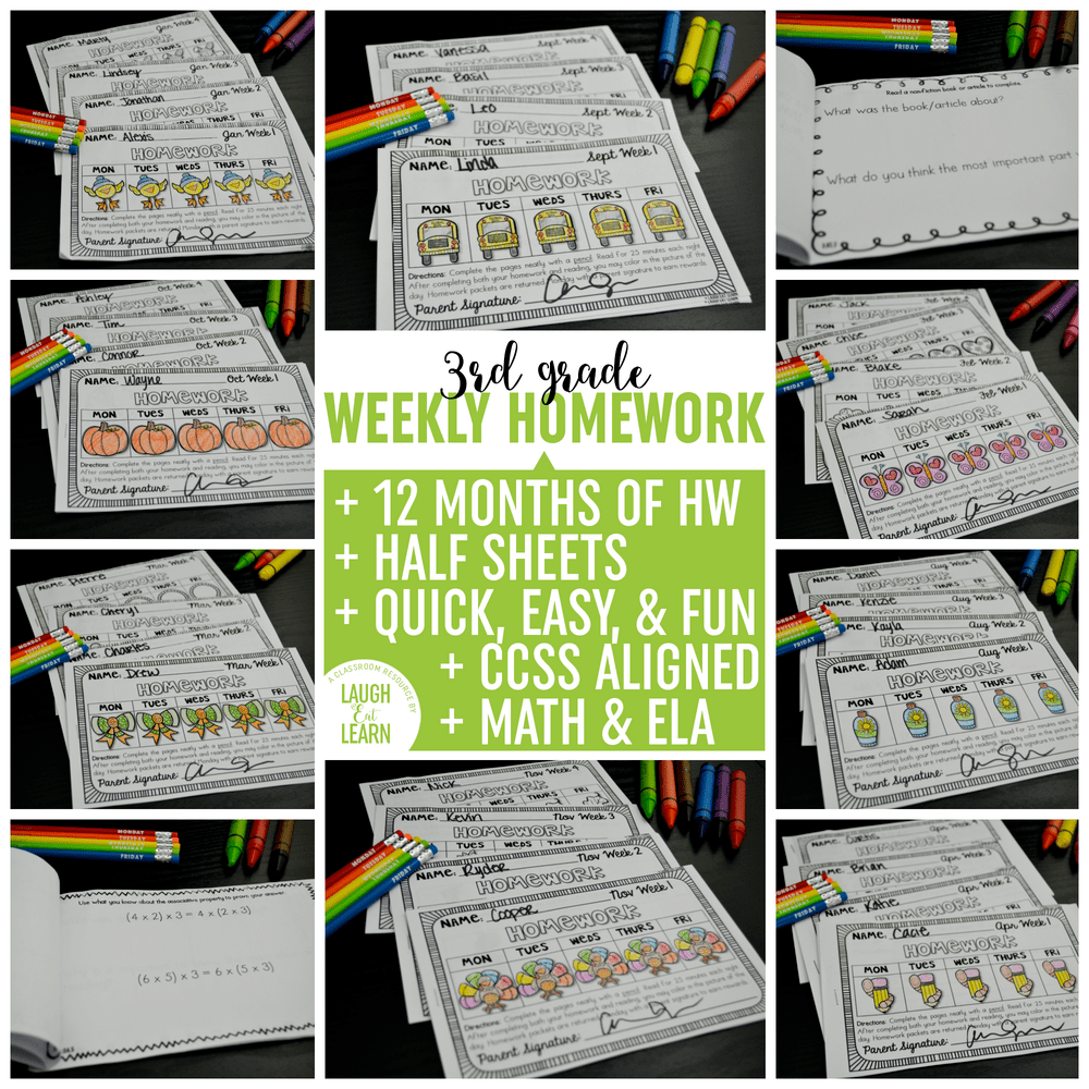 This may be less or slightly more at times due to preparation for assessments and . Homework In My Third Grade Classroom Laugh Eat Learn