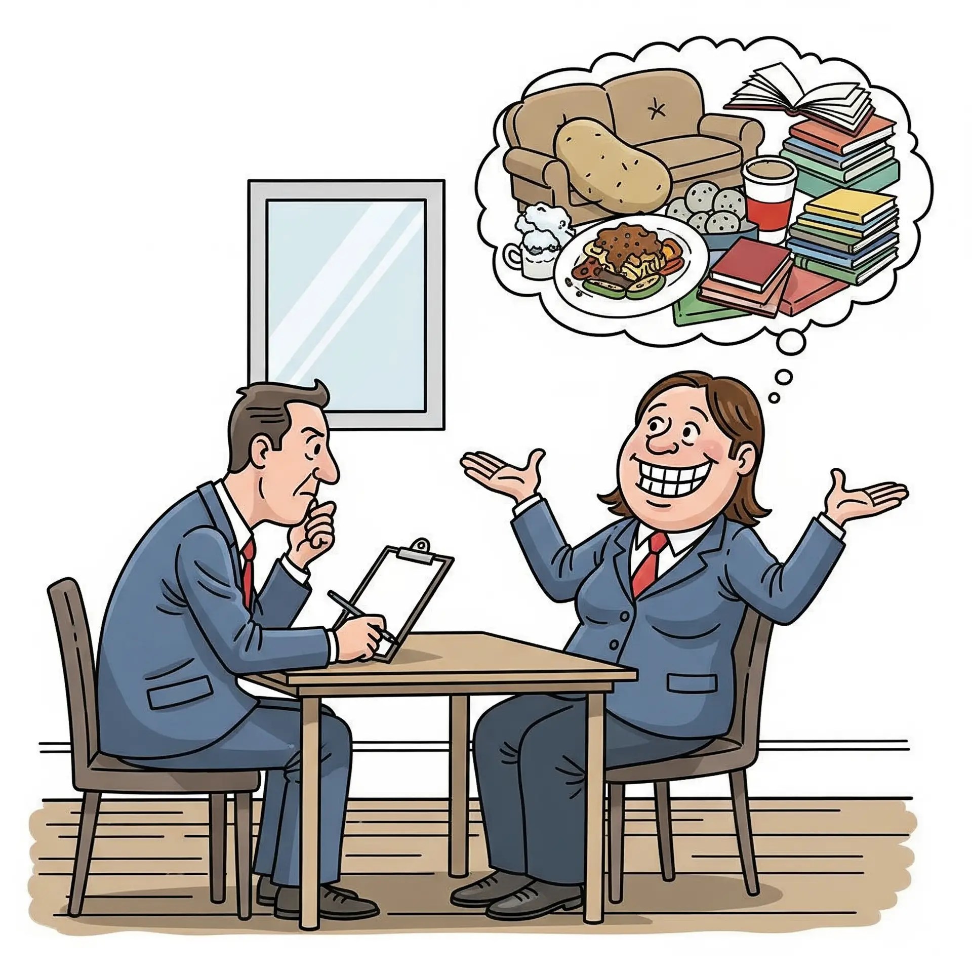 A humorous, cartoon-style image about the psychology of social desirability bias.