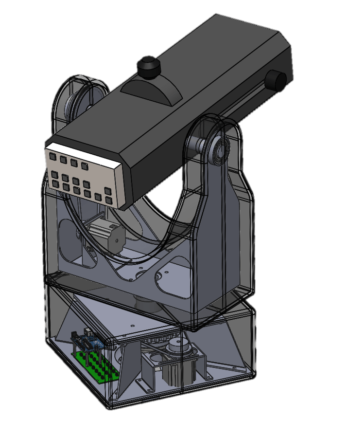 Early spotlight gimbal design, including outer casing