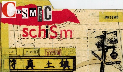 Mail art postcard sent to IUOMA member Celestial Scribe!