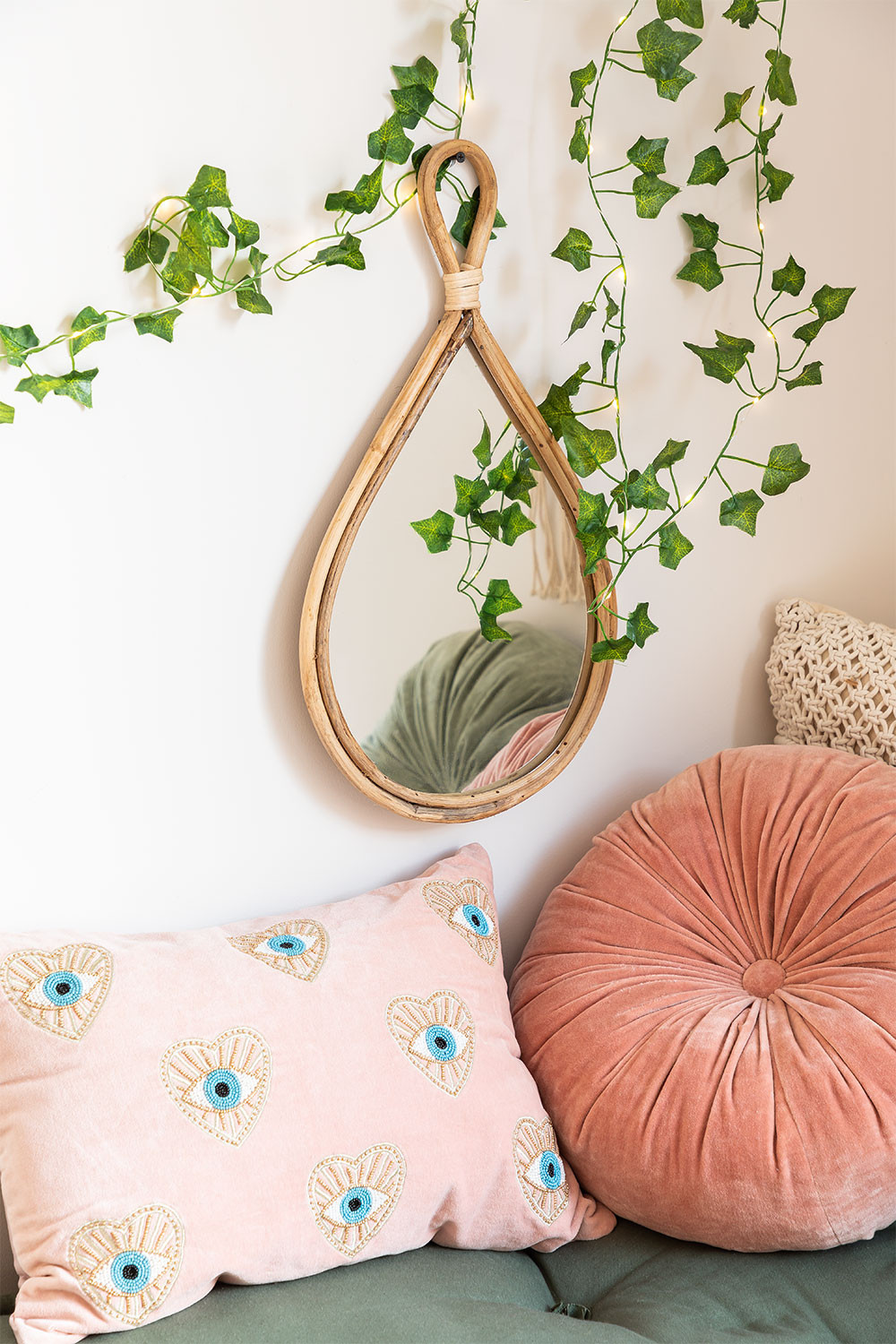 espejo de pared de bambu