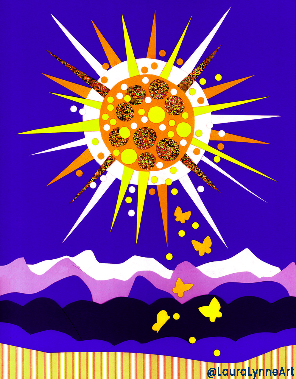 Sun and Butterflies Pop Wall Art Poster for sale