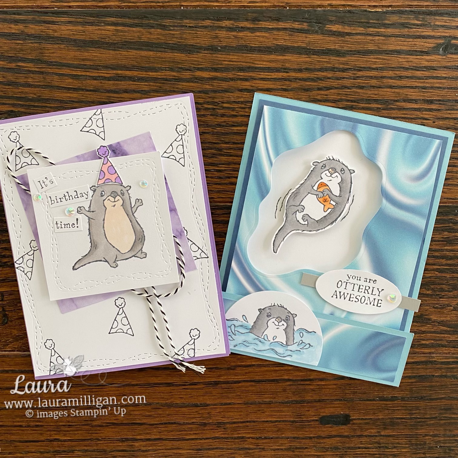 awesome otters card by Laura Milligan Stampin