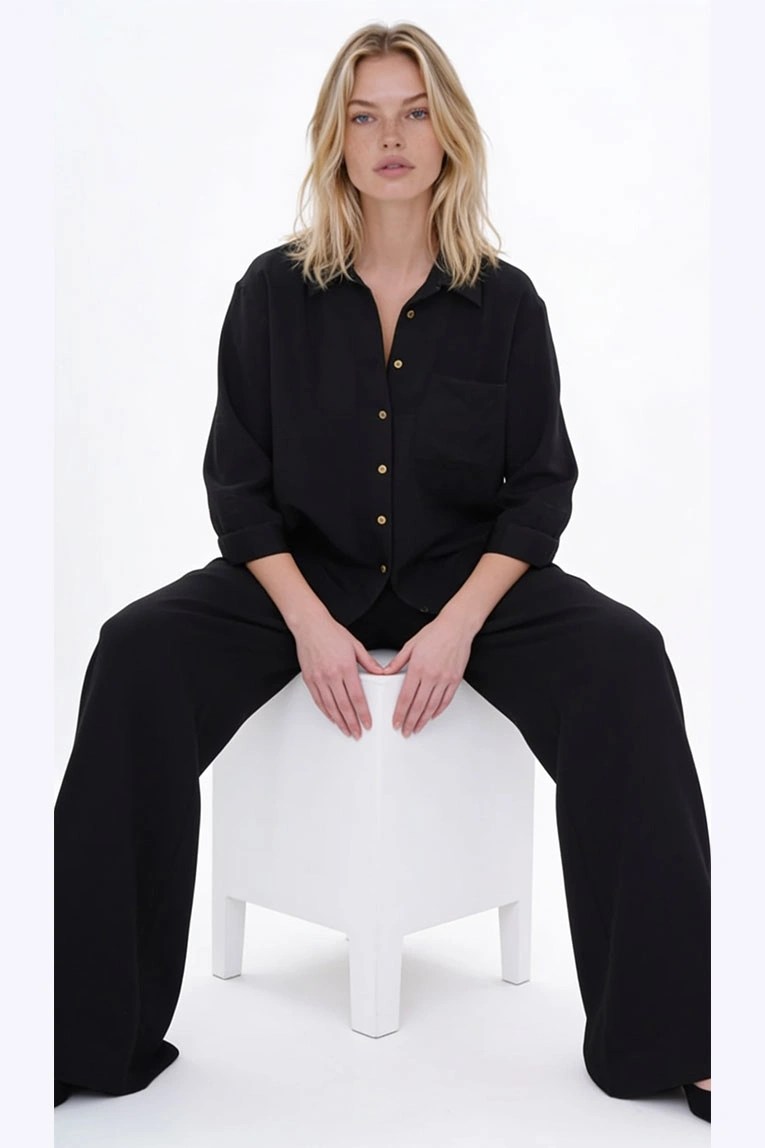 Sereyne Black linen shirt