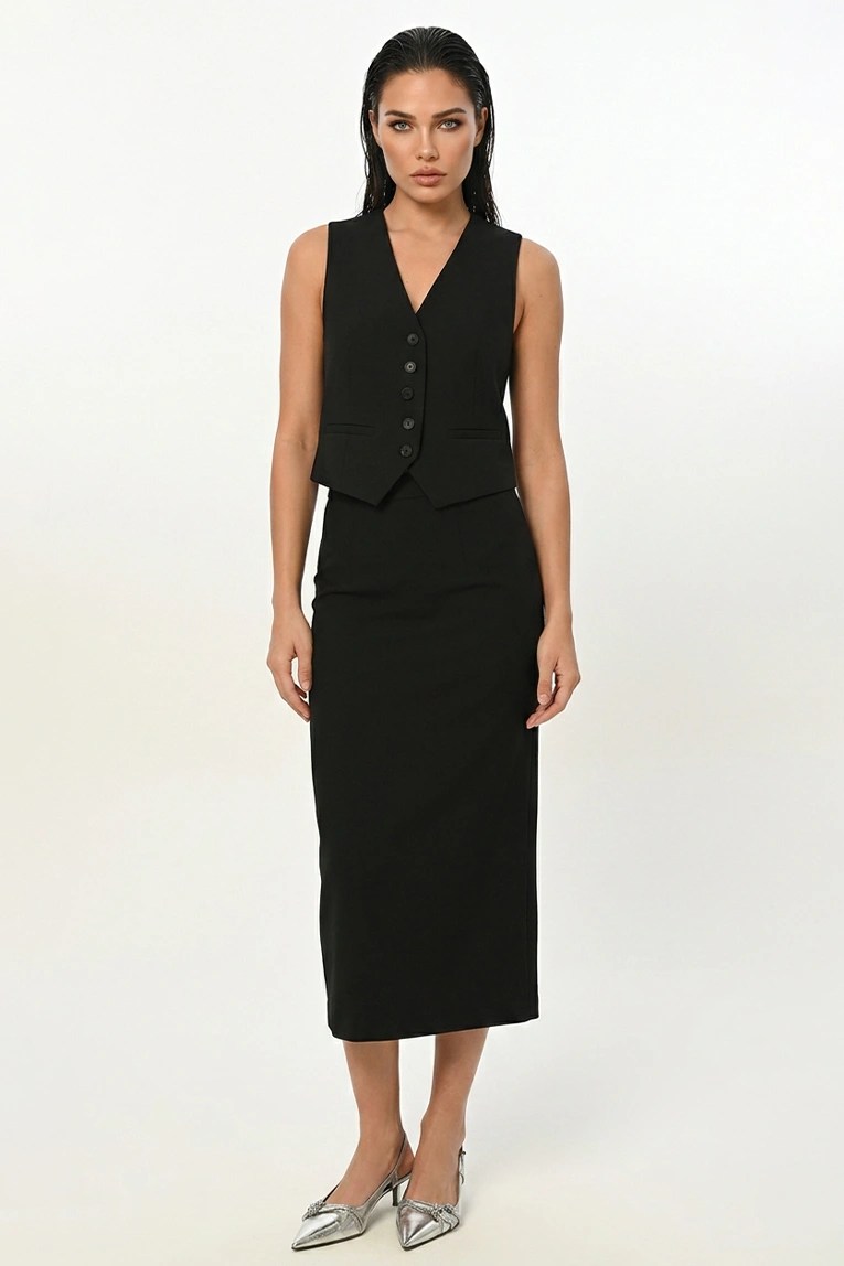 nerene black midi skirt