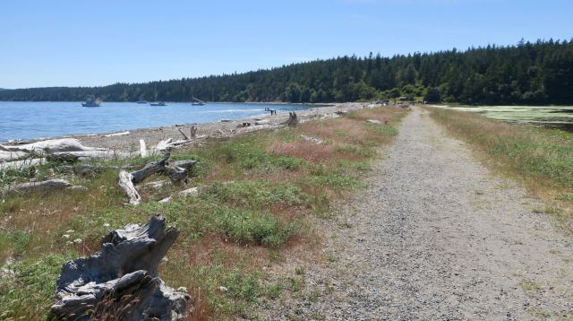 Looking toward Lopez Island from the log picnic shelter. (Lauren Danner photo)