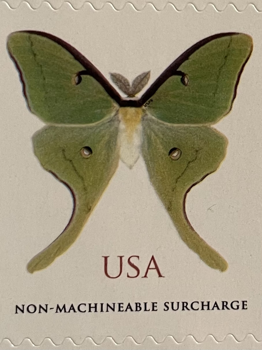Luna moth non-machinable postage stamp