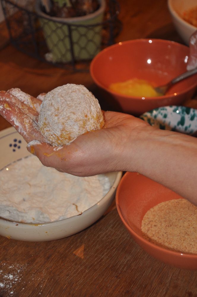 Supplì alla zucca, con alici e burrata