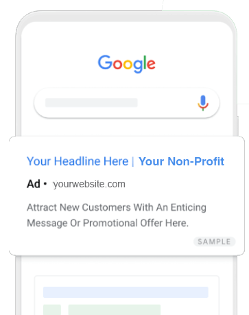 Example of a google grants ad on google search engine results page