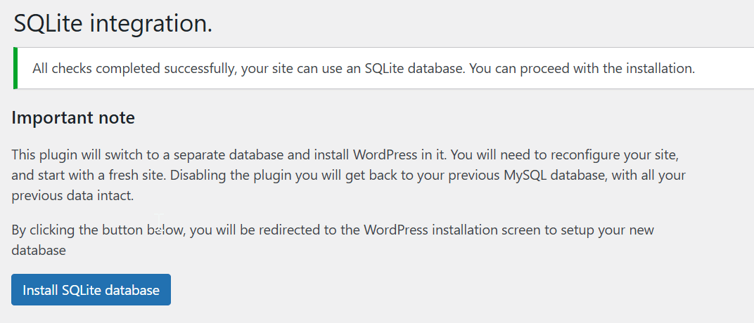 确认启用 Sqlite