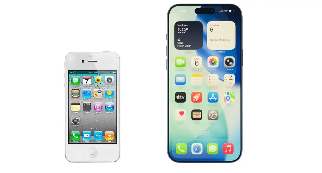 iPhone 4 和 iPhone 17 Pro Max 对比