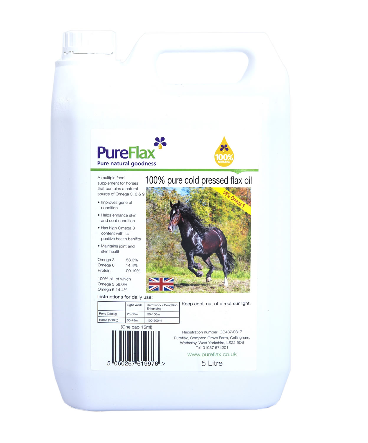Pureflax Linseed Oil For Horses - 5lt