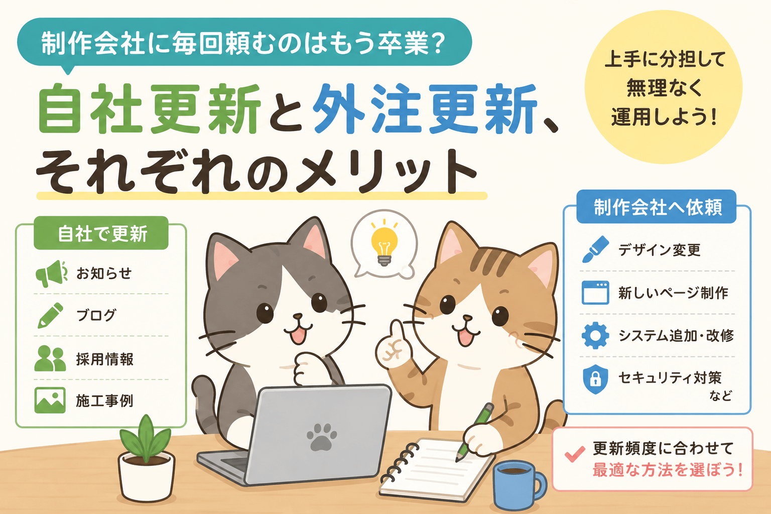制作会社に毎回頼むのはもう卒業？自社更新と外注更新、それぞれのメリット